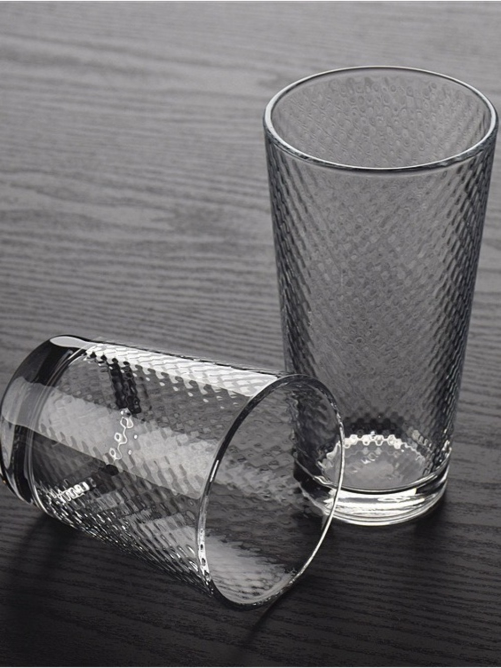 Textured Clear Highball Glasses - Set of 2